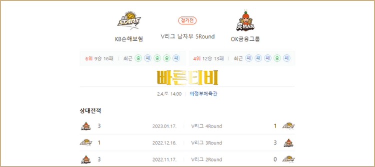 스포츠중계 빠른티비 V리그 남자배구 스포츠분석