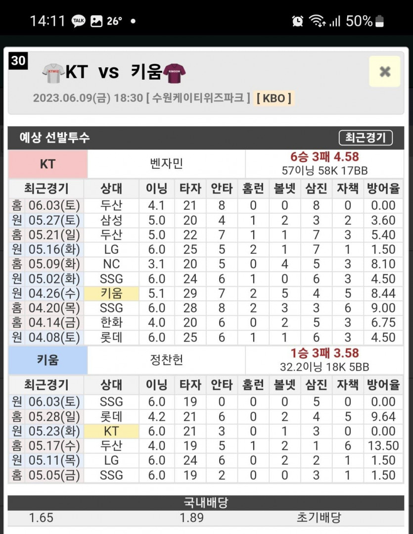 KT vs 키움